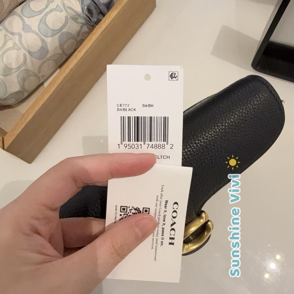 NWT Coach TABBY CE772 Chain Clutch Shoulder Bag Crossbody Brass black Leather - Picture 5 of 9